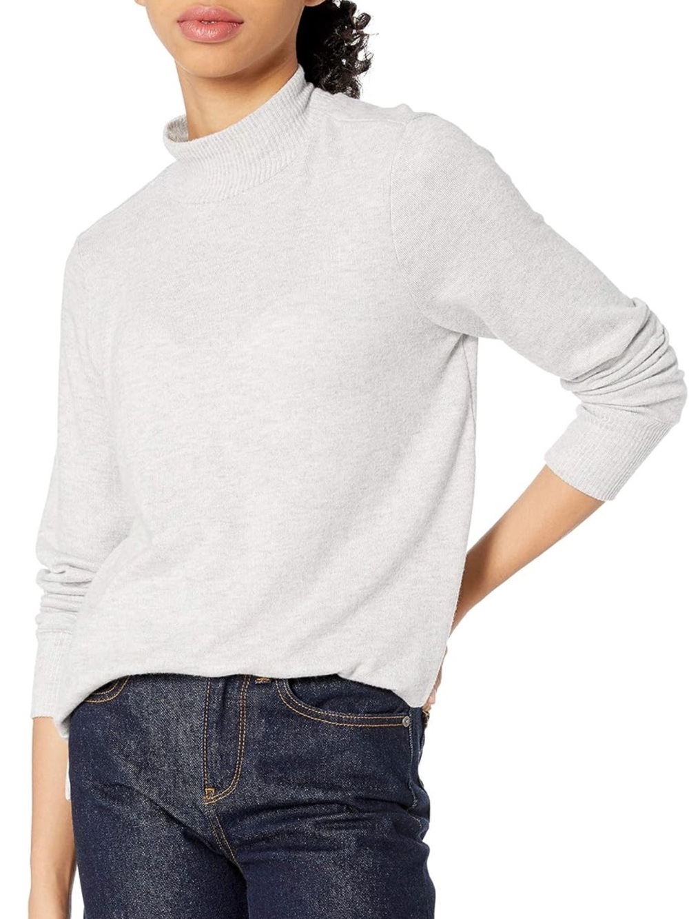 Lucky Brand Mockneck Heather Grey Cozy Stretch Sweater Top, Size Small